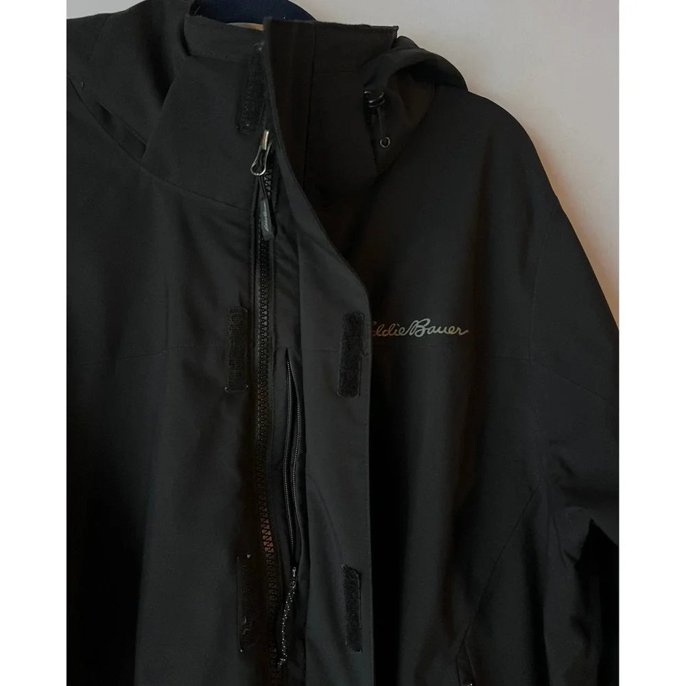 Eddie Bauer Mens L Black Hooded‎ Weatheredge Jacket